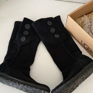 UGG Black Knit Button-Accent Boots